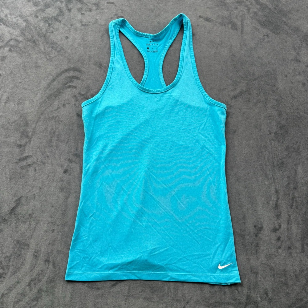Nike Dri-FIT Racerback Tank Top Turquoise Blue Womens Small Athletic Gym Shirt